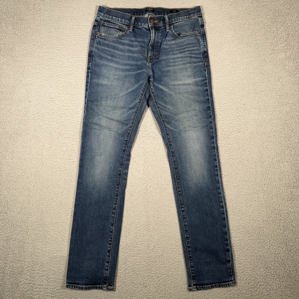 J Crew Jeans Mens 32x32 Blue Flex Slim Fit Denim Casual Preppy 5 Pocket Logo
